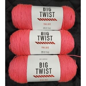 3 - 6 oz Big Twist Basic Value Watermelon 100 Acrylic Worsted #4